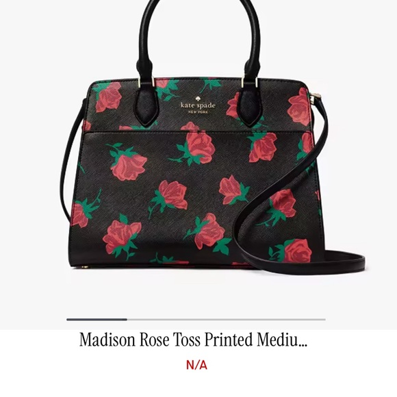 Kate Spade Black and Red Rose Satchel